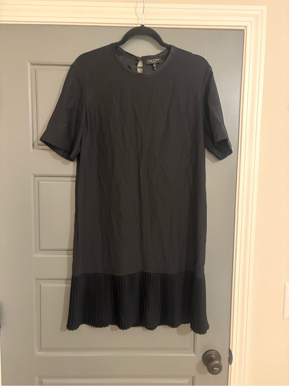 Rag & Bone Black Silk Pleated Hem Shift Dress Size 4
